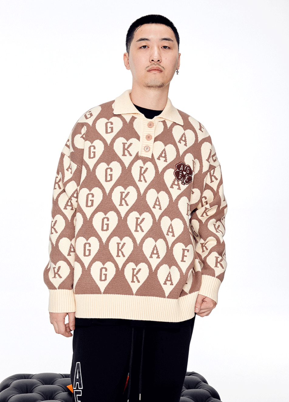 AFGK All-Over Print Logo Knit Sweater