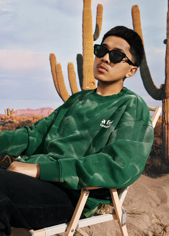 AFGK Wave Pattern Washed Old Sweatshirt