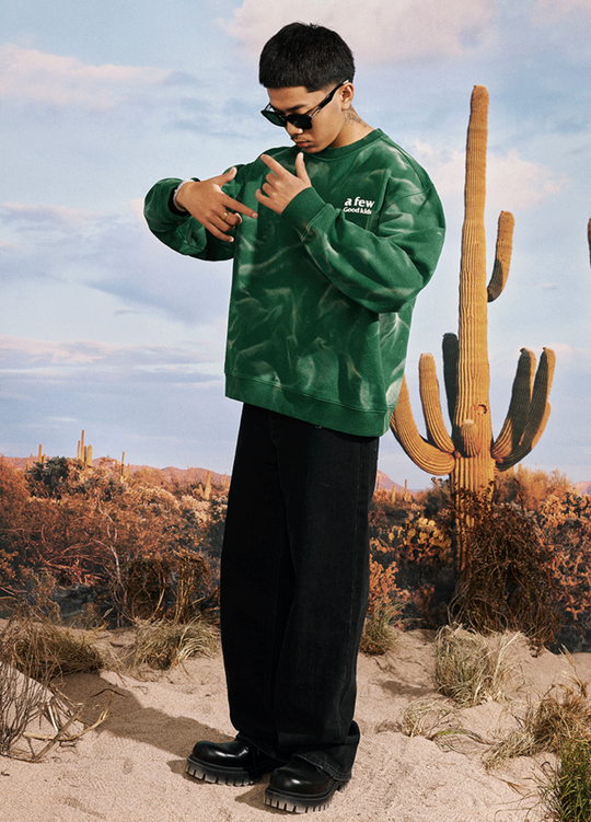 AFGK Wave Pattern Washed Old Sweatshirt