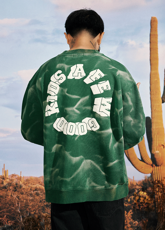 AFGK Wave Pattern Washed Old Sweatshirt