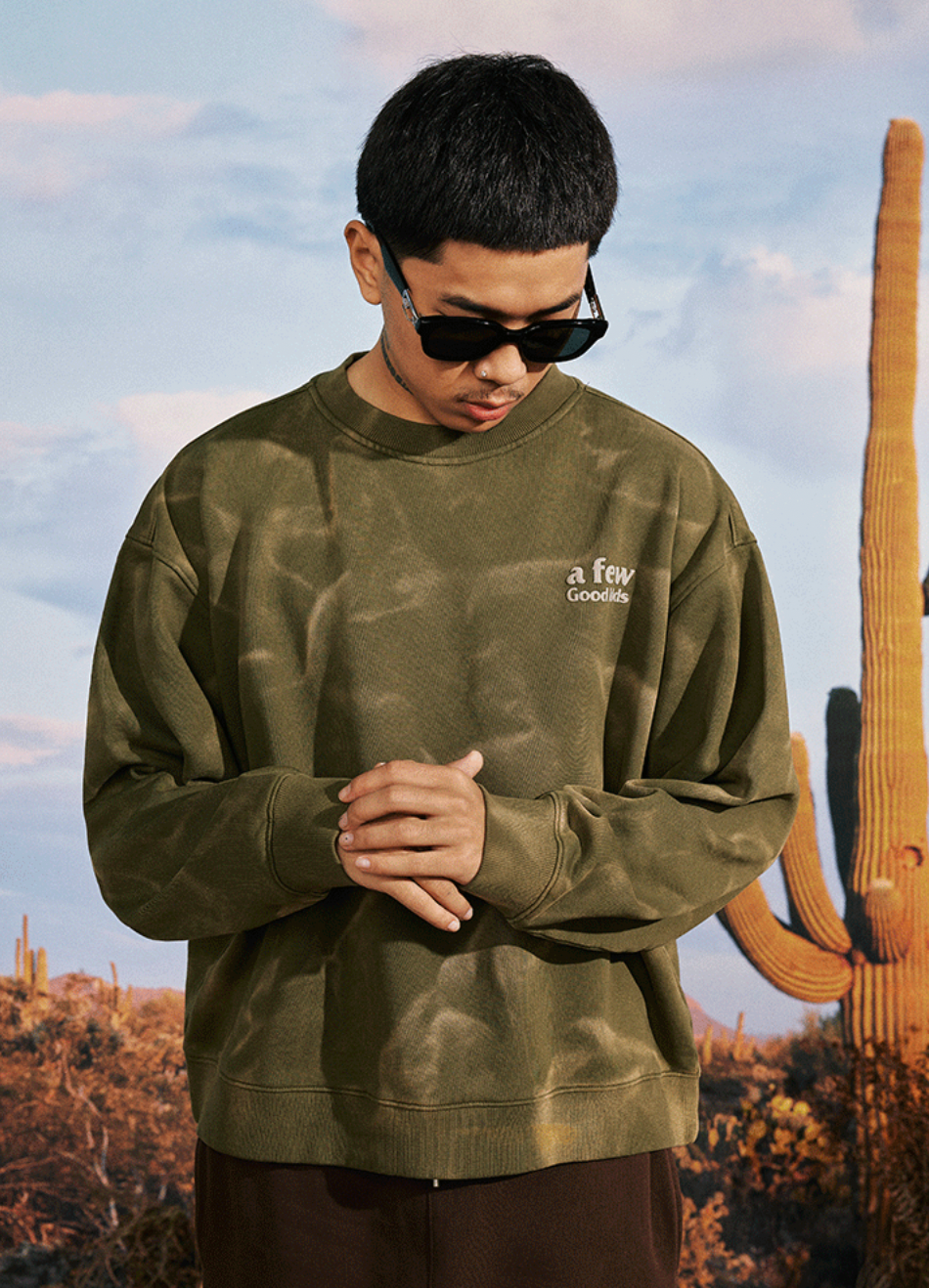 AFGK Wave Pattern Washed Old Sweatshirt