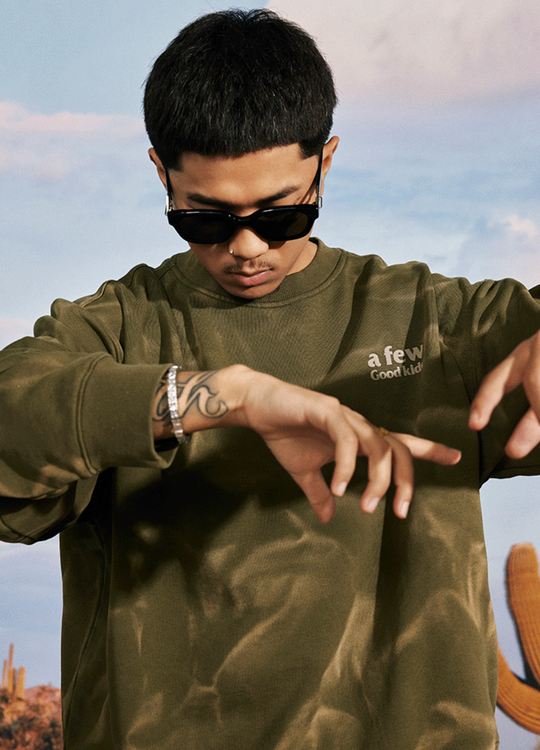 AFGK Wave Pattern Washed Old Sweatshirt