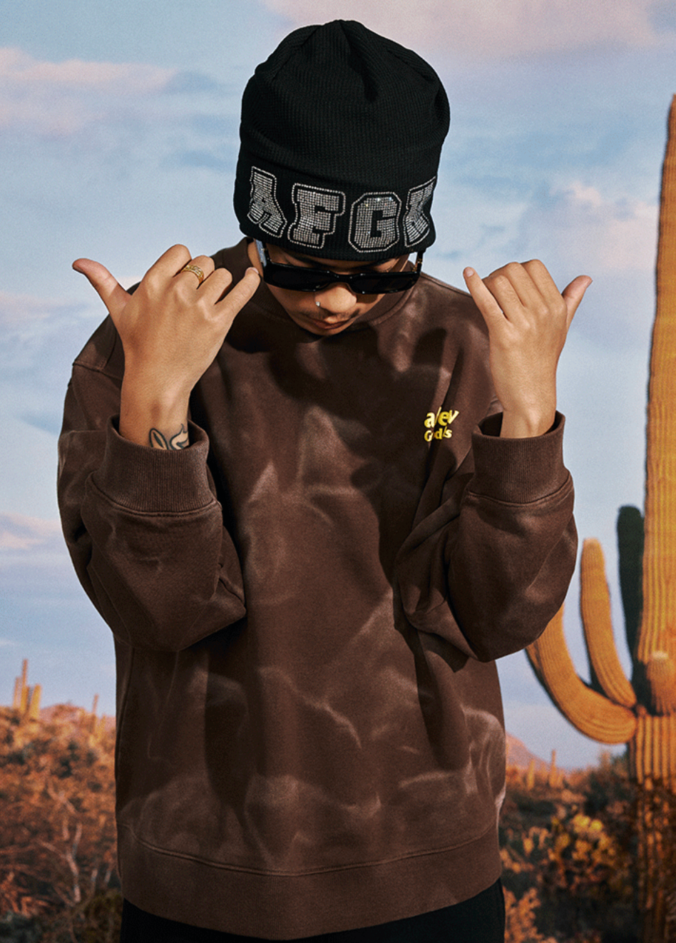 AFGK Wave Pattern Washed Old Sweatshirt