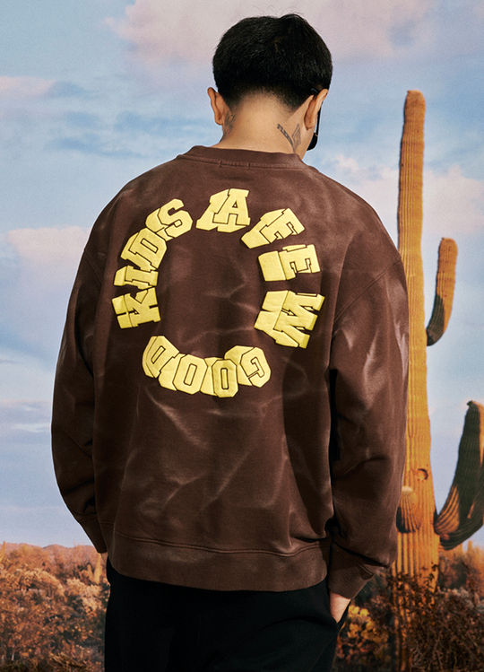 AFGK Wave Pattern Washed Old Sweatshirt