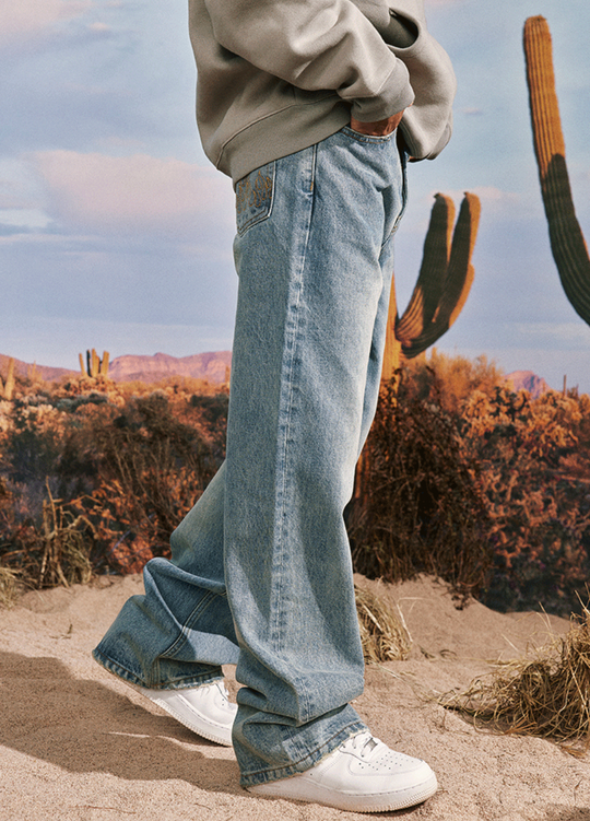 AFGK Basic Embroidered Denim Jeans