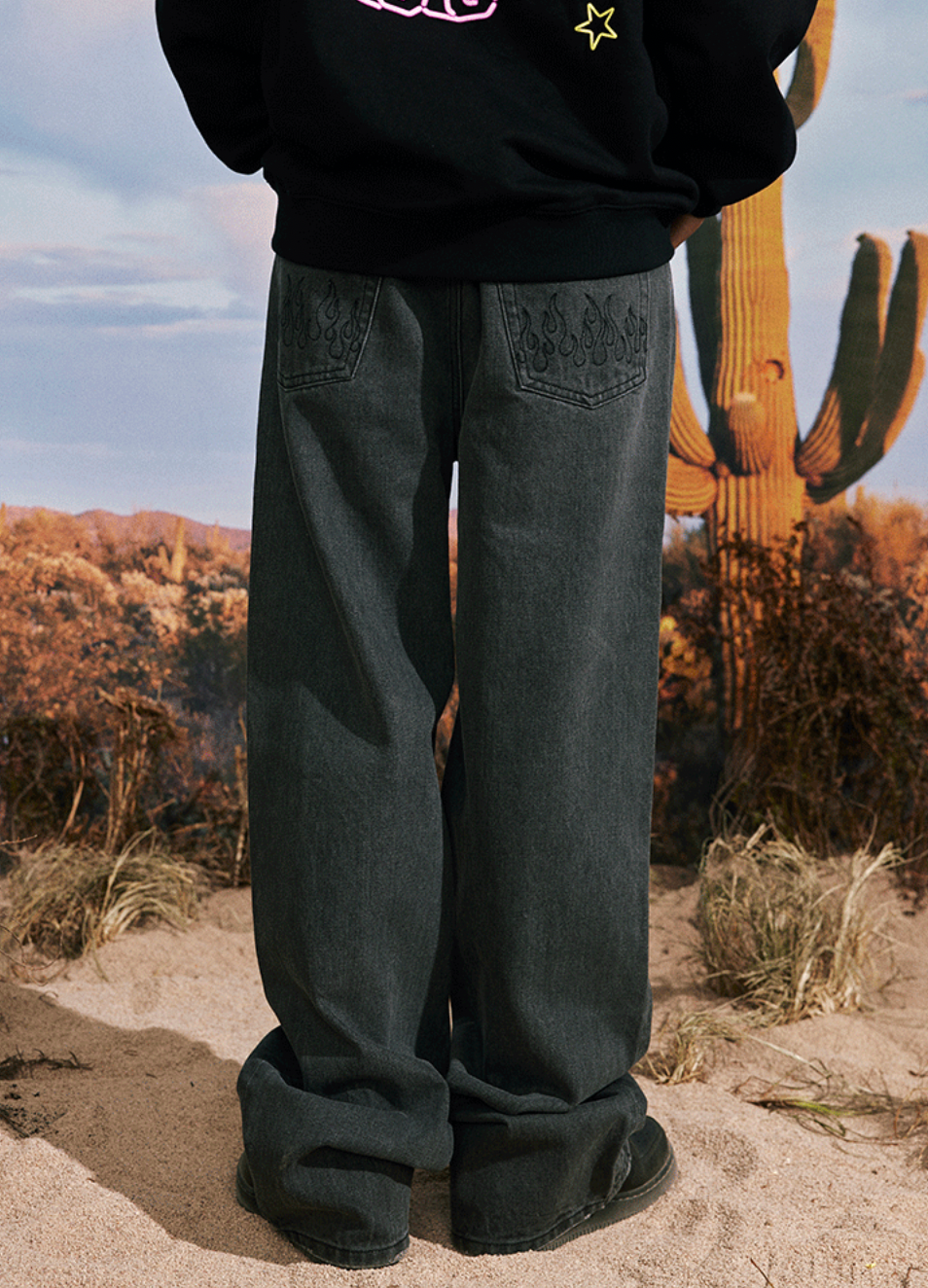 AFGK Basic Embroidered Denim Jeans