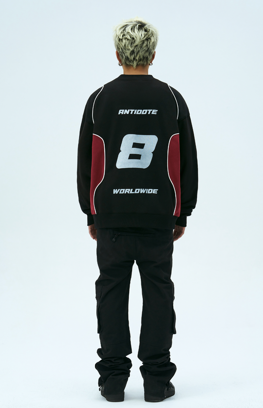 ANTIDOTE Print Patchwork Racing Sweatshirt