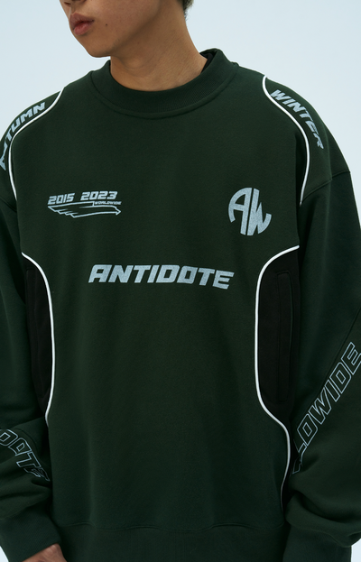 ANTIDOTE Print Patchwork Racing Sweatshirt