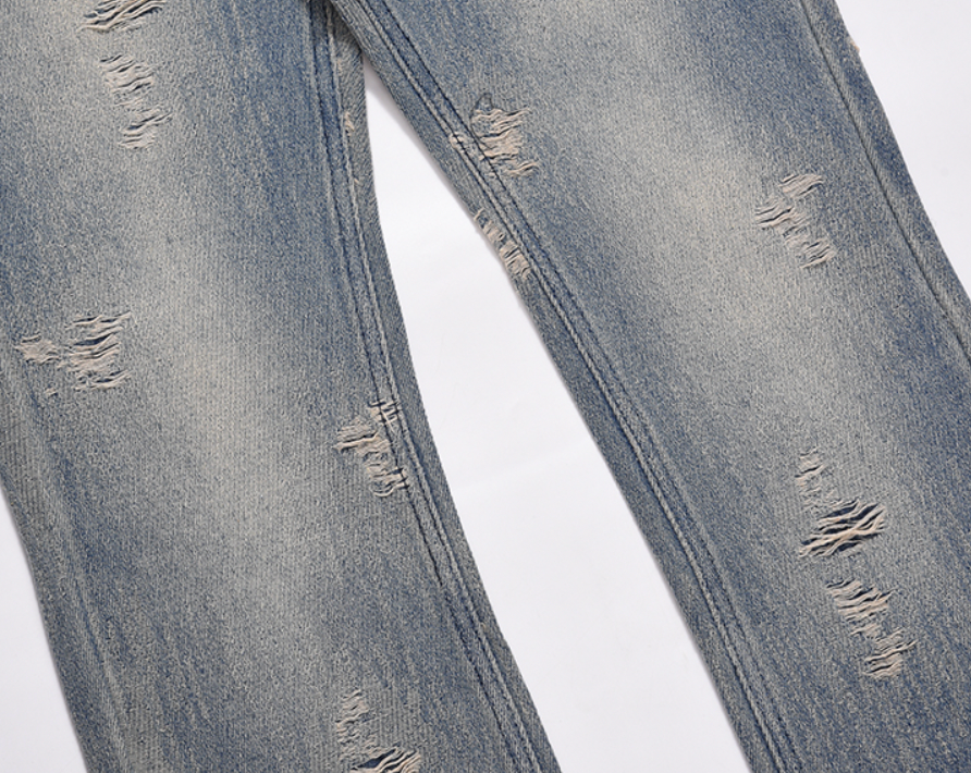 F3F Select Washed And Worn Out Hole Flared Jeans