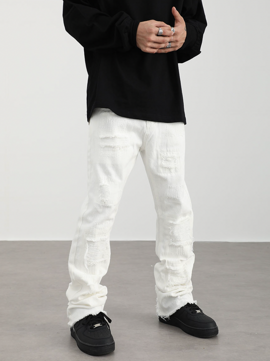 F3F Select Frayed Edge Hole Hairline Jeans