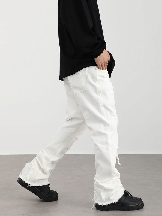 F3F Select Frayed Edge Hole Hairline Jeans