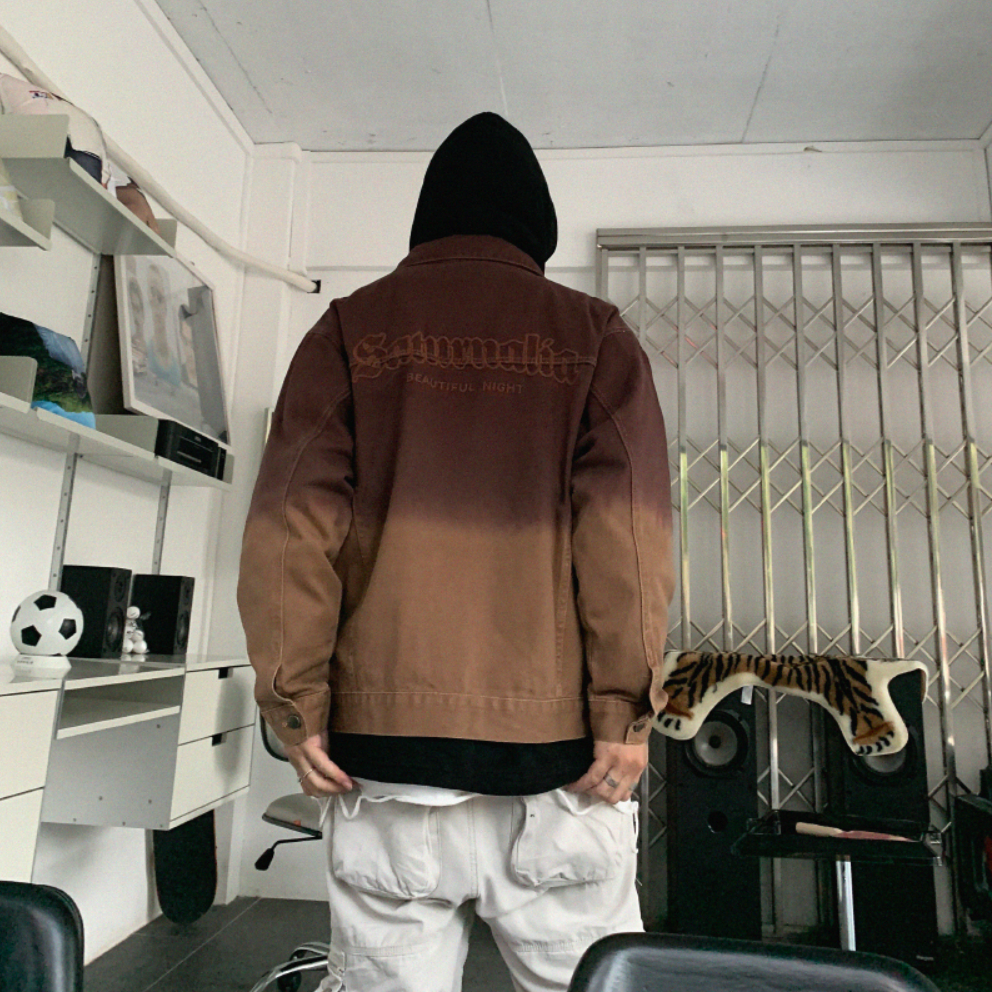 F3F Select Embroidered Tie Dye Denim Jacket