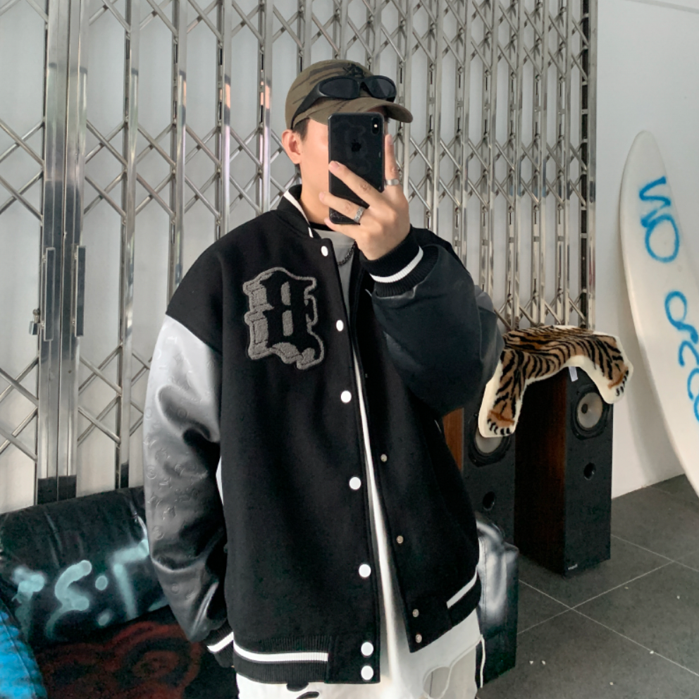 F3F Select Stencil Print Gradient Varsity Jacket