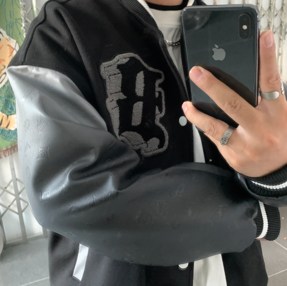 F3F Select Stencil Print Gradient Varsity Jacket