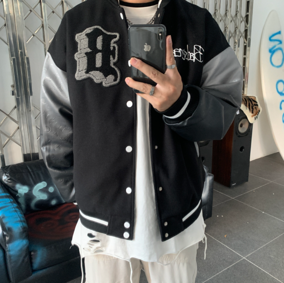 F3F Select Stencil Print Gradient Varsity Jacket