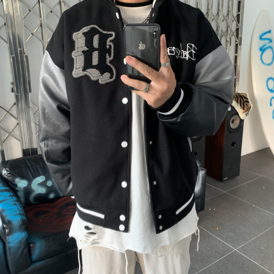 F3F Select Stencil Print Gradient Varsity Jacket