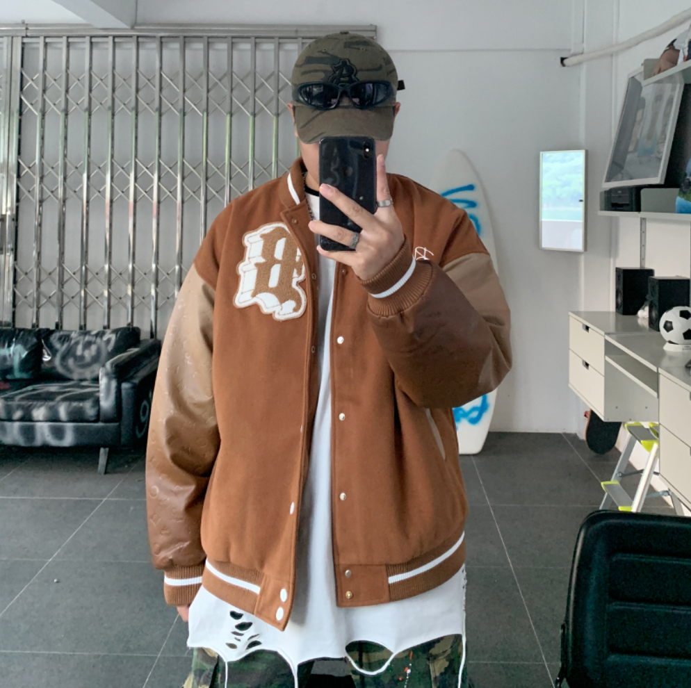 F3F Select Stencil Print Gradient Varsity Jacket