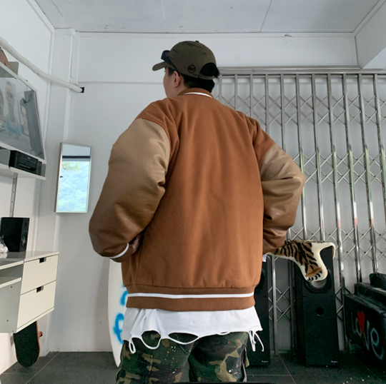 F3F Select Stencil Print Gradient Varsity Jacket