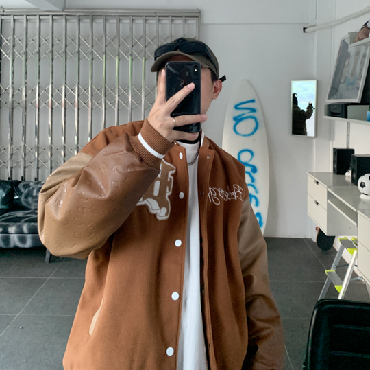 F3F Select Stencil Print Gradient Varsity Jacket