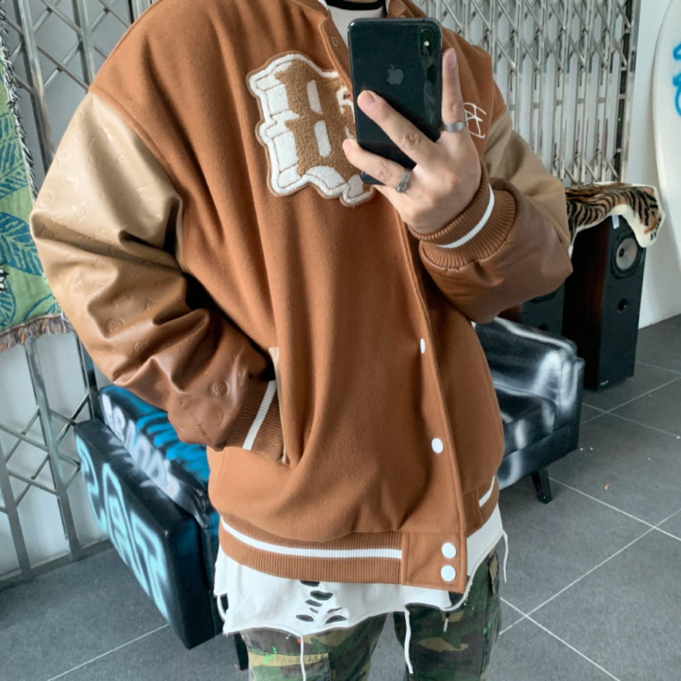 F3F Select Stencil Print Gradient Varsity Jacket