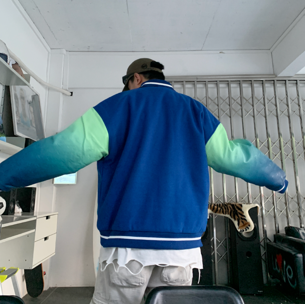 F3F Select Stencil Print Gradient Varsity Jacket