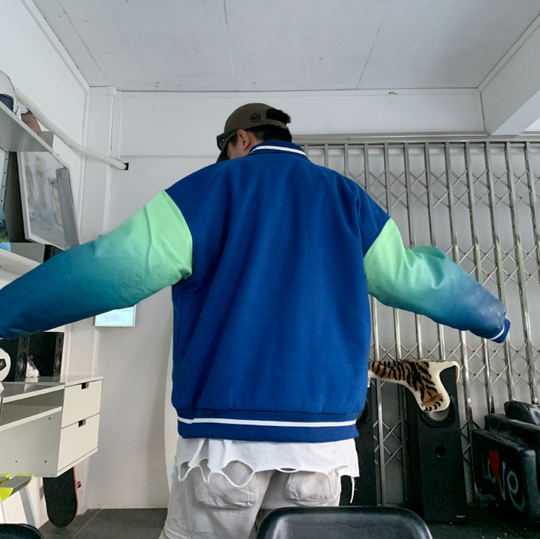 F3F Select Stencil Print Gradient Varsity Jacket