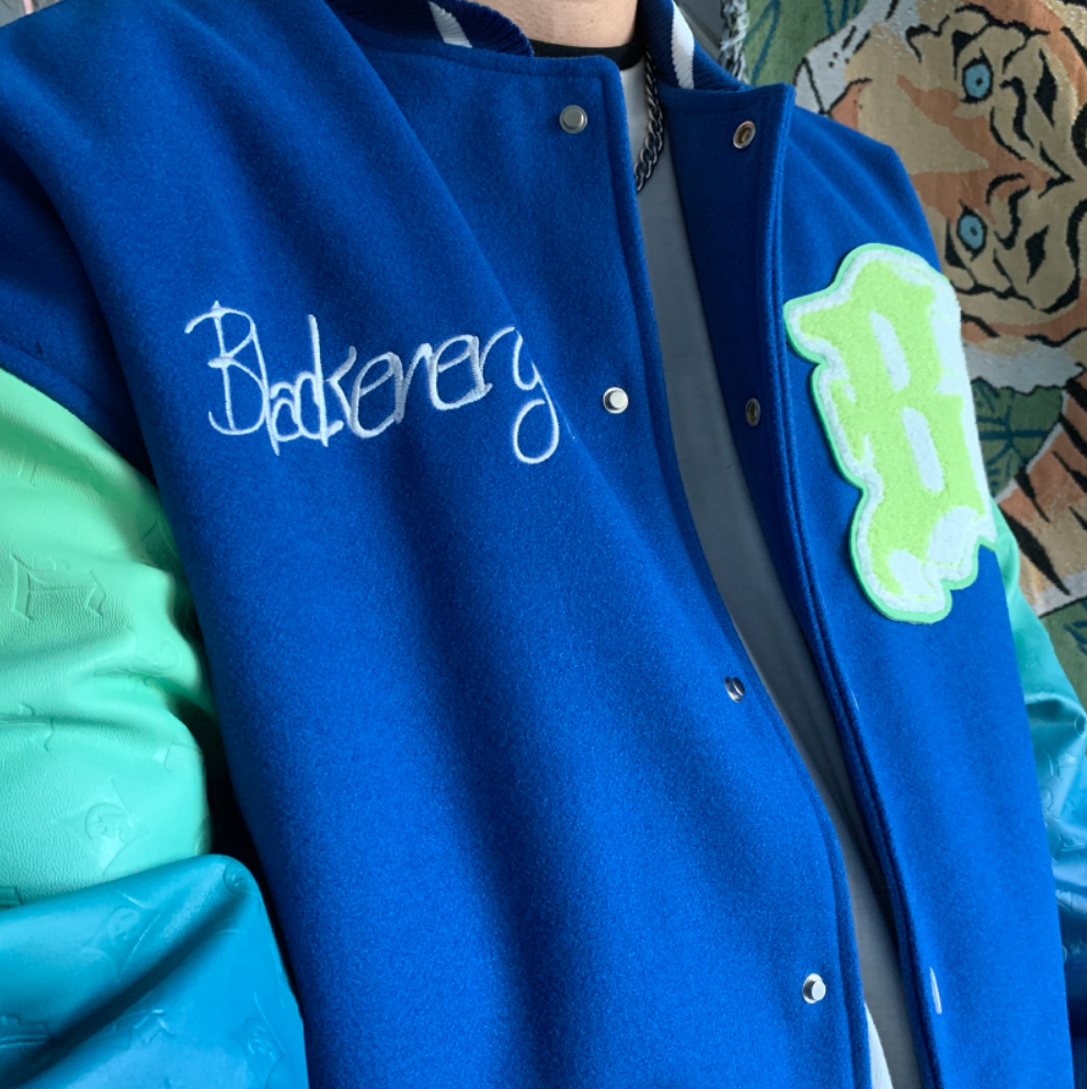 F3F Select Stencil Print Gradient Varsity Jacket