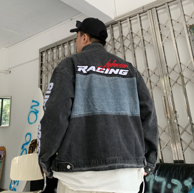 F3F Select Embroidered Motorcycle Racing Denim Jacket