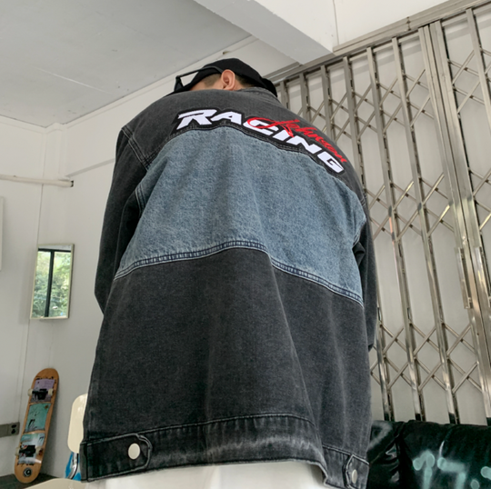 F3F Select Embroidered Motorcycle Racing Denim Jacket