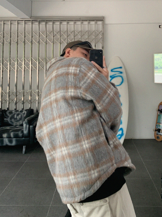 F3F Select  Embroidery Checked Shirt Jacket