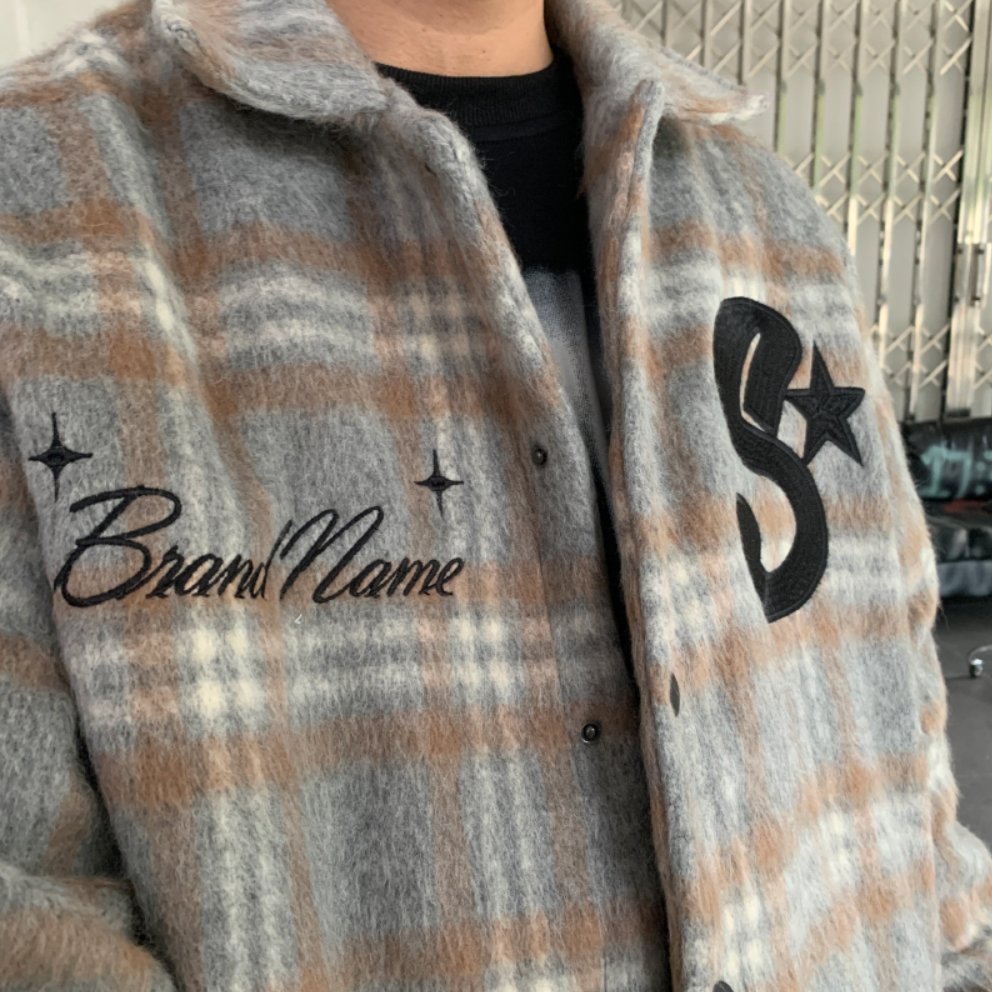 F3F Select  Embroidery Checked Shirt Jacket
