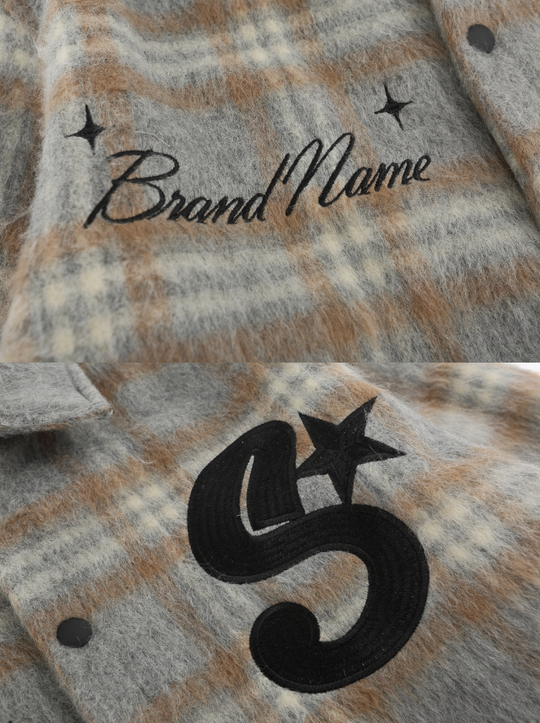 F3F Select  Embroidery Checked Shirt Jacket