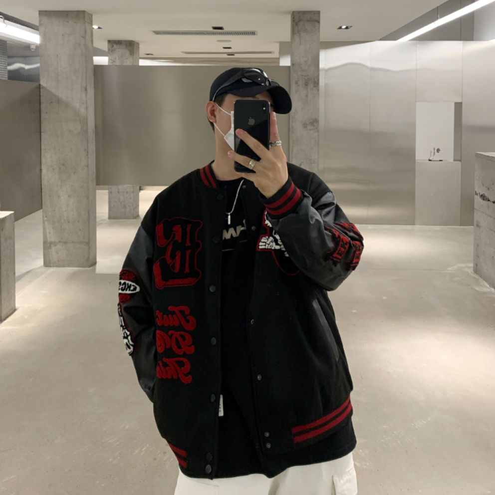 F3F Select Skeleton Skull Embroidered Varsity Jacket