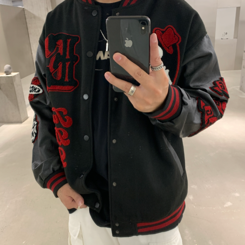 F3F Select Skeleton Skull Embroidered Varsity Jacket