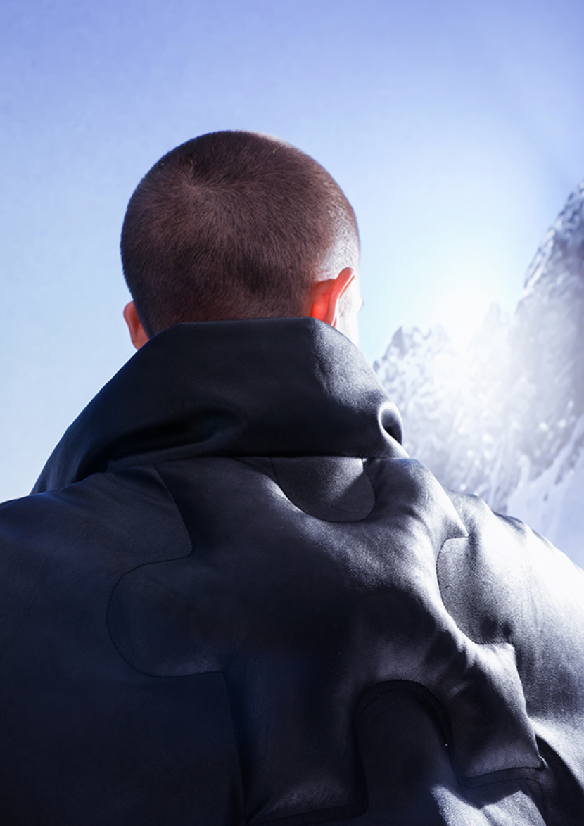 YADcrew 3D Puzzle PU Leather Down Jacket