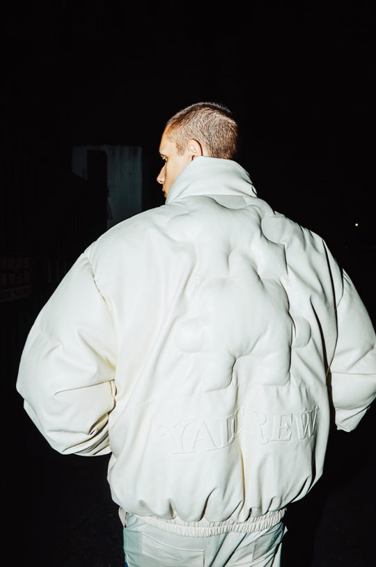 YADcrew 3D Puzzle PU Leather Down Jacket