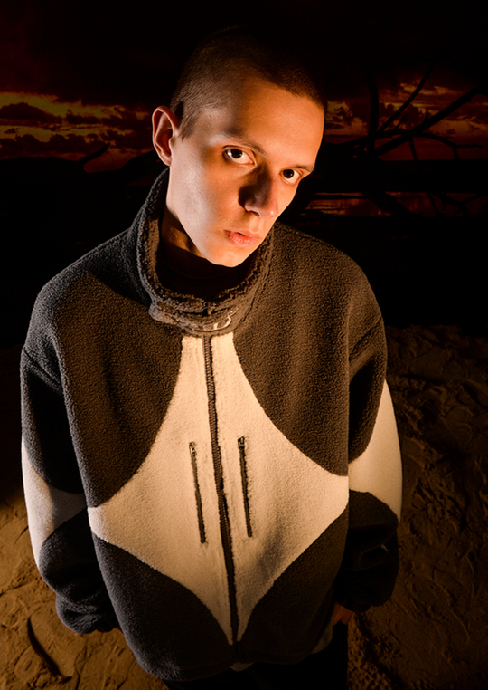 YADcrew R-STAR Star Contrast Sherpa Fleece Jacket