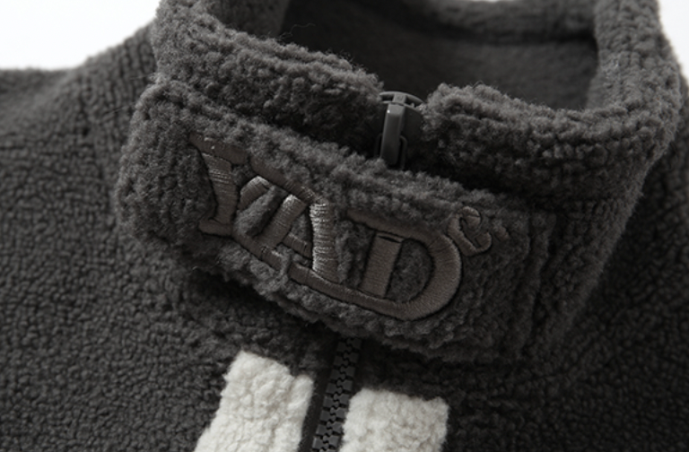 YADcrew R-STAR Star Contrast Sherpa Fleece Jacket