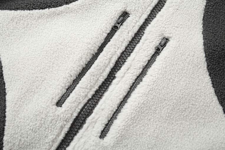 YADcrew R-STAR Star Contrast Sherpa Fleece Jacket