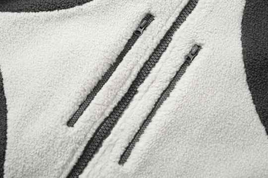 YADcrew R-STAR Star Contrast Sherpa Fleece Jacket