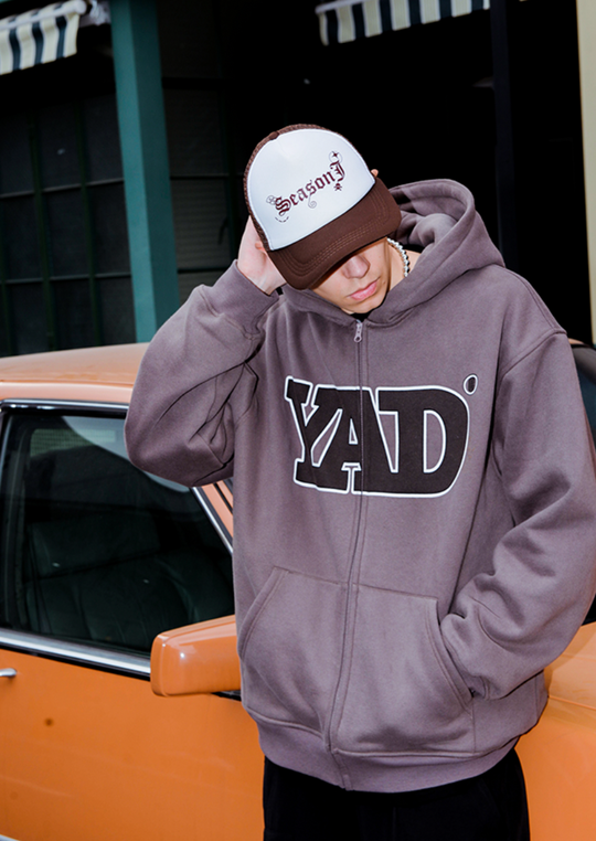 YADcrew Logo Puzzle Print Zipper Hoodie