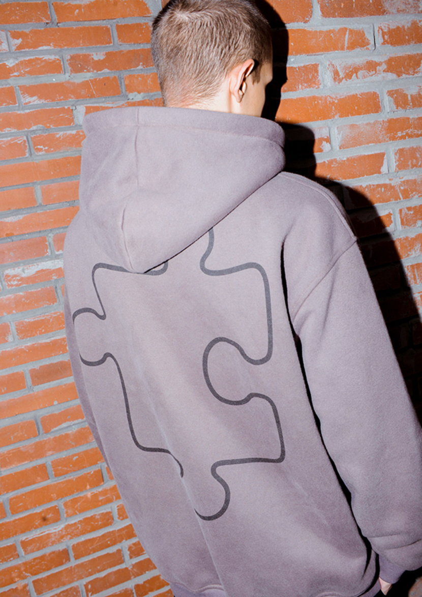 YADcrew Logo Puzzle Print Zipper Hoodie