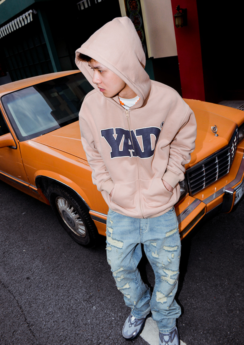YADcrew Logo Puzzle Print Zipper Hoodie