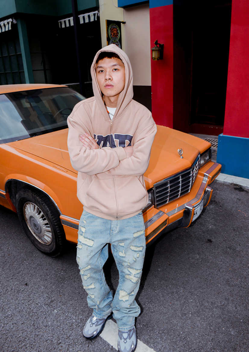 YADcrew Logo Puzzle Print Zipper Hoodie