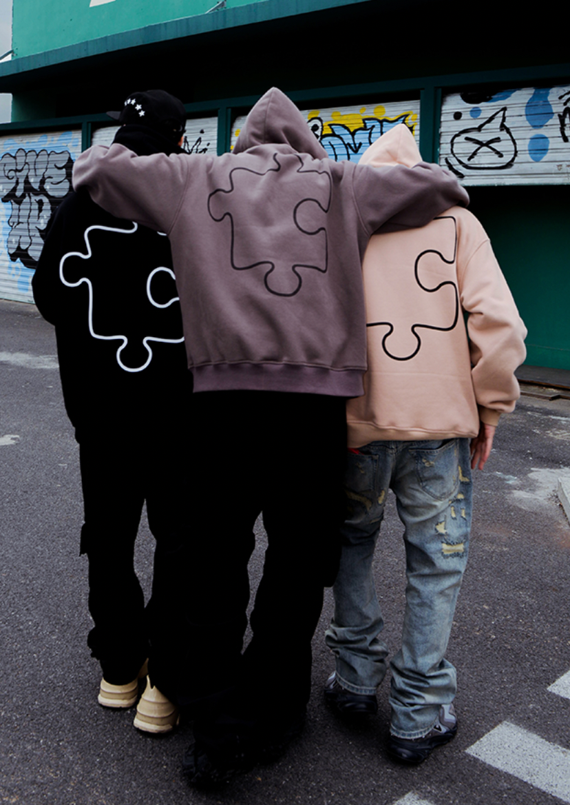YADcrew Logo Puzzle Print Zipper Hoodie