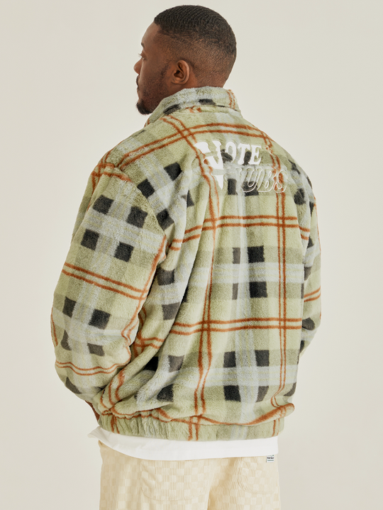 VOTE Fluffy Plaid Jacket