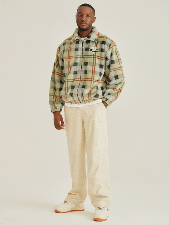 VOTE Fluffy Plaid Jacket