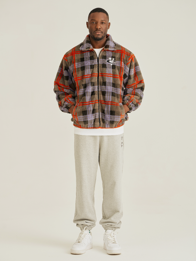 VOTE Fluffy Plaid Jacket