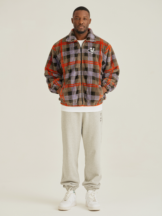 VOTE Fluffy Plaid Jacket