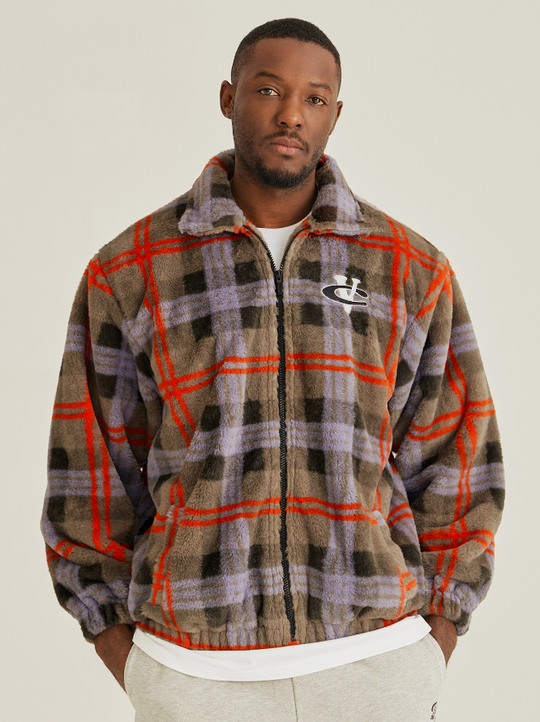 VOTE Fluffy Plaid Jacket